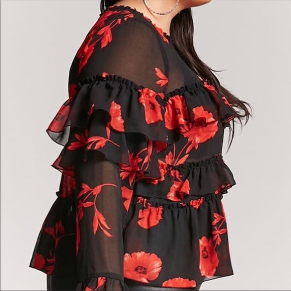 red and black plus size tops